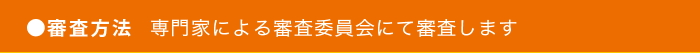 【審査方法】 【審査方法】専門家による審査委員会にて審査いたします。