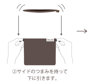 ②サイドのつまみを持って下に引きます。
