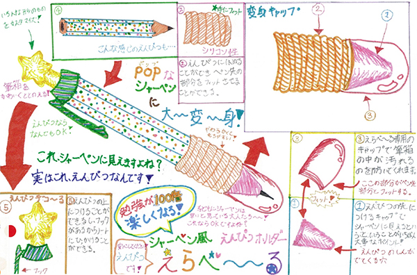 ジュニア部門　部門別優秀賞　Ｃ部門賞：「わ」で考えてみよう！「シャーペン風えんぴつホルダーえらべ～る」